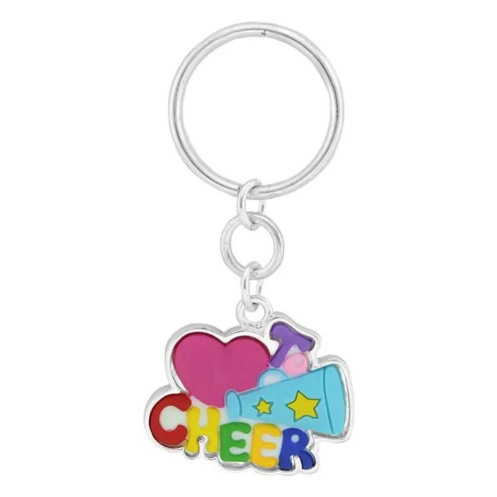 I Love Cheer Rubber and Metal Keychain